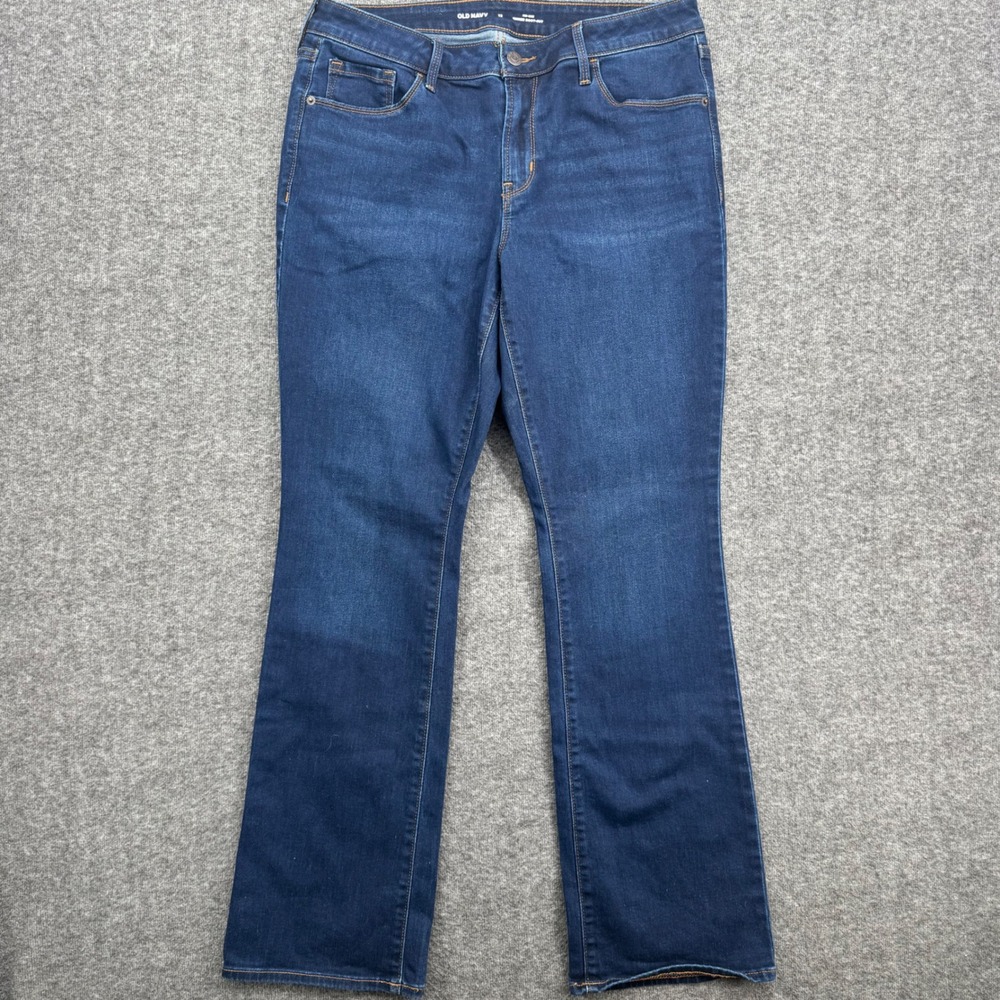 Old Navy Womens 12 Kicker Boot-Cut Jeans Mid-Rise Dark Wash Blue Denim Stretch